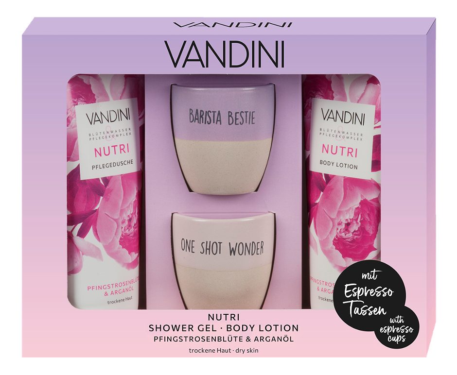 Vandini Nutri Geschenkset Pfingstrosenblüte & Arganöl 2 x 200 ml