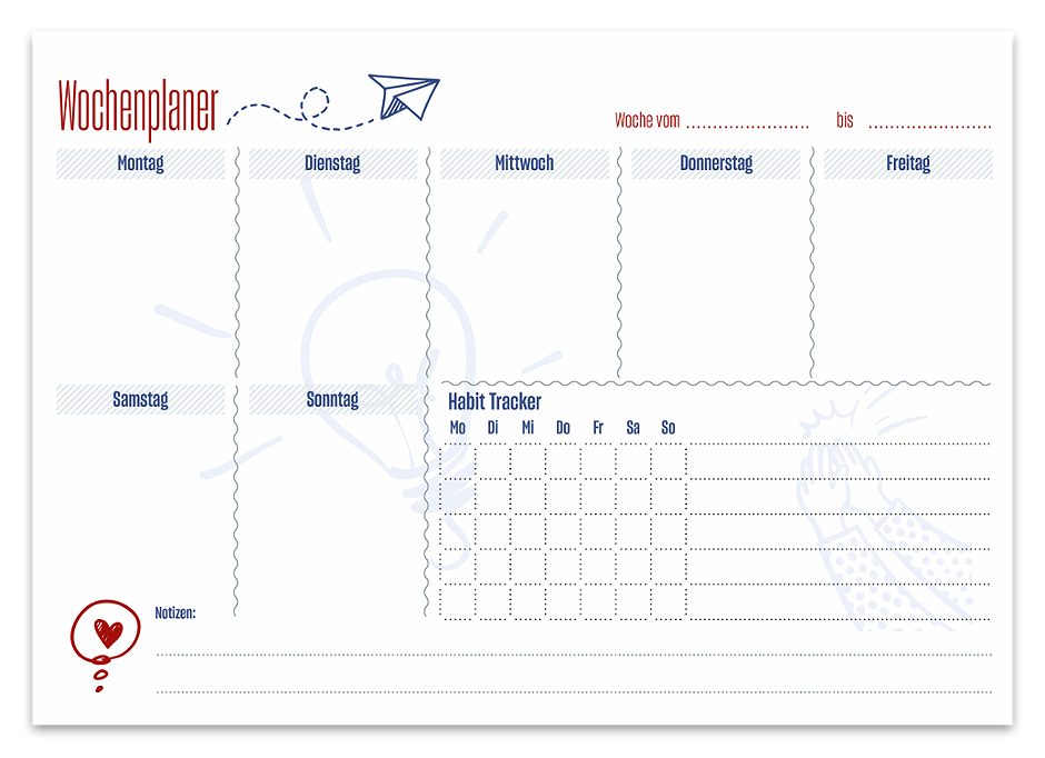Ursus Wochenplaner A4, quer, 52 Blatt