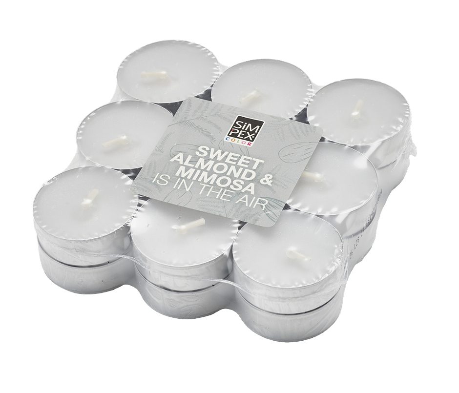 SIMPEX COLOR Teelicht Sweet Almond und Mimosa 18 STK