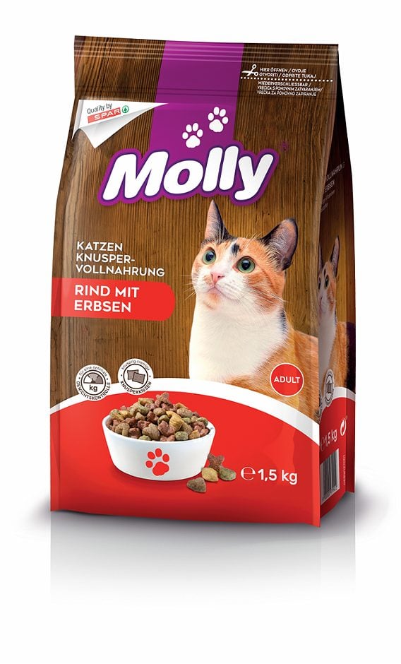 Molly Katzentrockennahrung Rind mit Erbsen 1,5 KG
