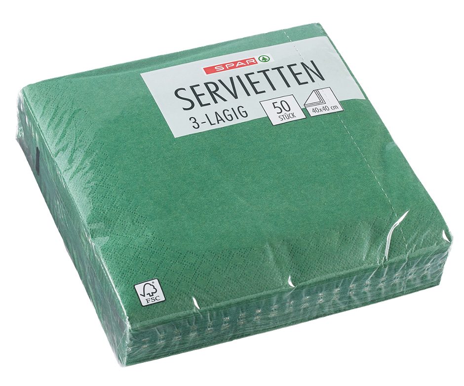 SPAR Servietten 40x40 Dunkelgrün 50 Stück