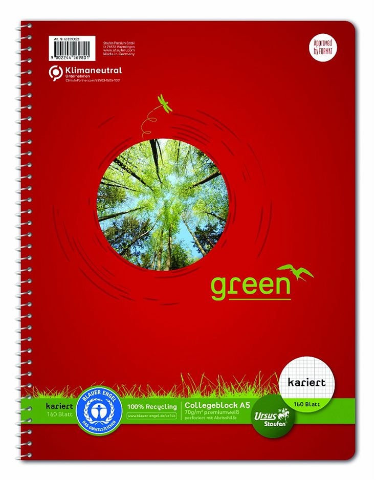 Format Collegeblock A5 5mm kariert 160 Blatt