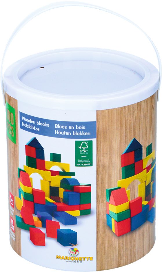 Holzbausteine im Eimer 100tlg
