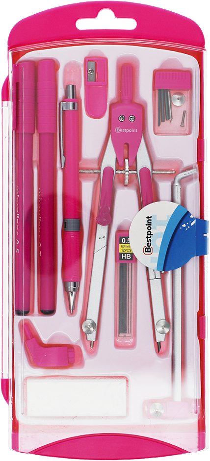 Zirkelset 10 tlg. pink