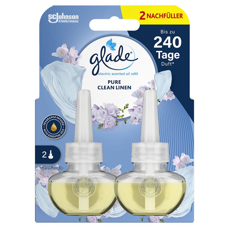 Glade electric scented oil Lufterfrischer Nachfüller Pure Clean Linen 2 x 20ml