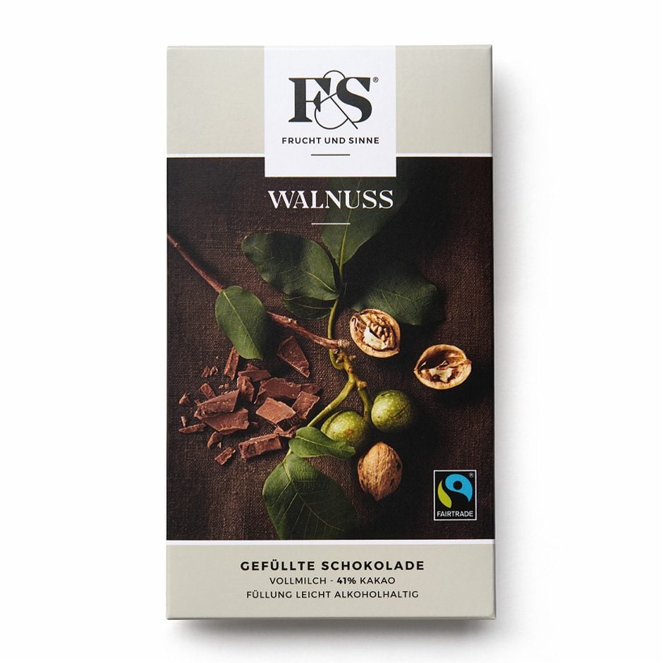 Frucht & Sinne Gefüllte Schokolade Walnuss 80 G