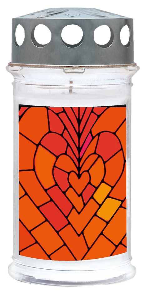 Ambrosius Grabkerze Herz-Orange 5 Tage