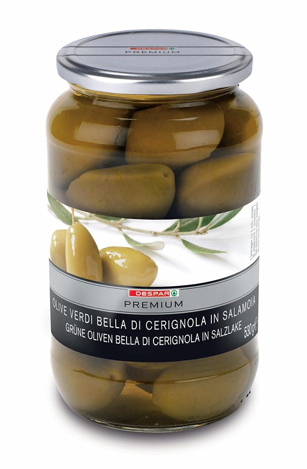 DESPAR PREMIUM Grüne Oliven Bella di Cerignola in Salzlake 530 G