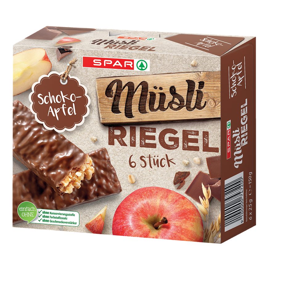 SPAR Müsliriegel Schoko-Apfel 6 x 25g 150 G