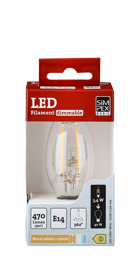 SIMPEX BASIC LED Kerze E14 40W klar