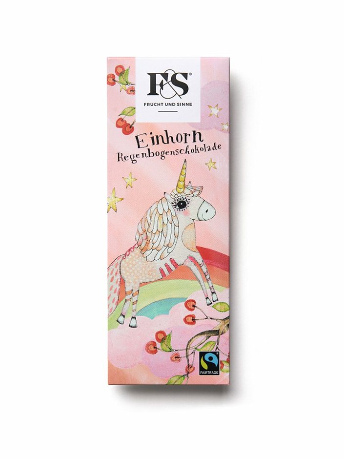Frucht & Sinne Einhorn Regenbogenschokolade Tafel 50 G