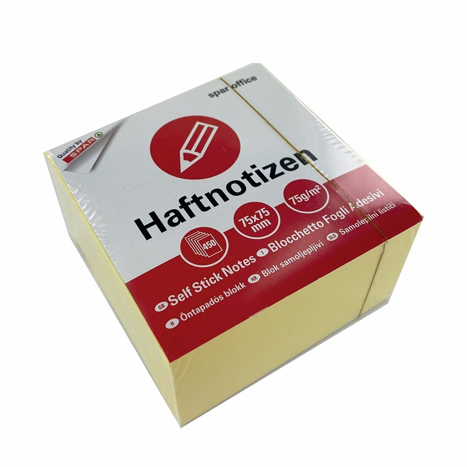 SPAR office Haftnotizen gelb 75 x 75 mm 450 Blatt