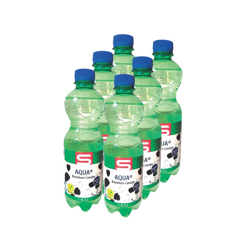 S-BUDGET Aqua+ Brombeer-Limette 6x0,5l 3 L EINWEG mit Pfand