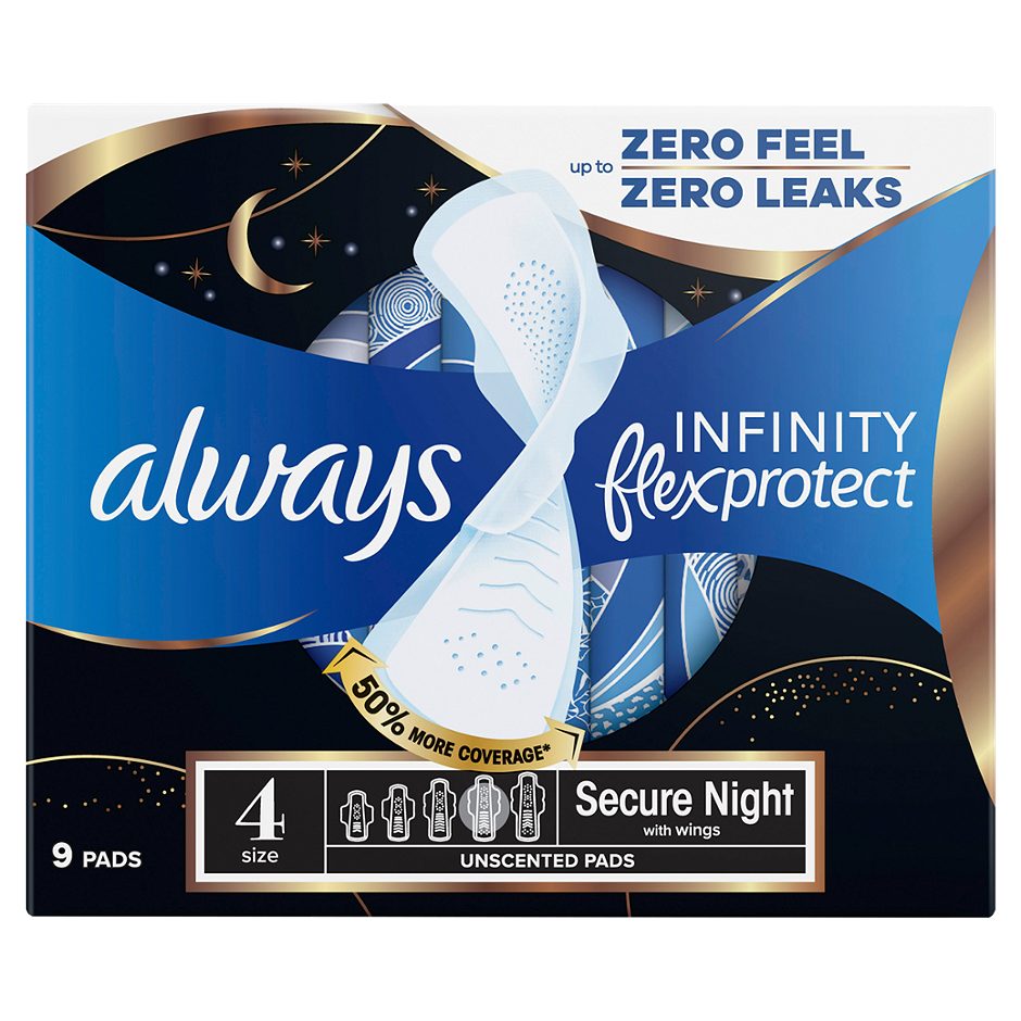 Always Infinity Flexprotect Binden Night Extra mit Flügeln / Gr.4 9 Stück