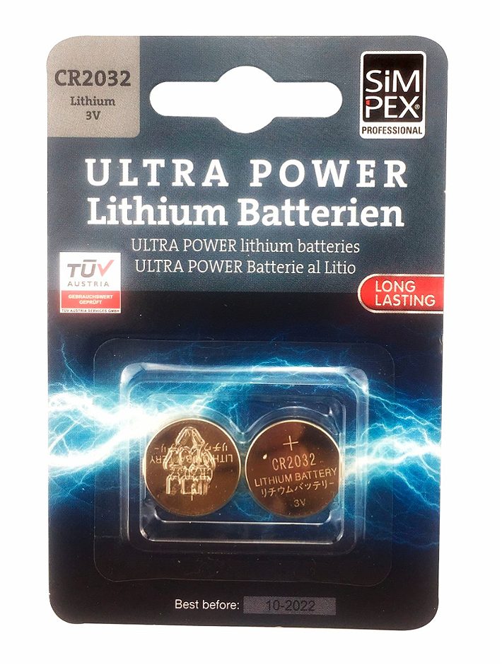 SIMPEX PROFESSIONAL Knopfzelle Ultra Power Lithium CR2032 2 Stück