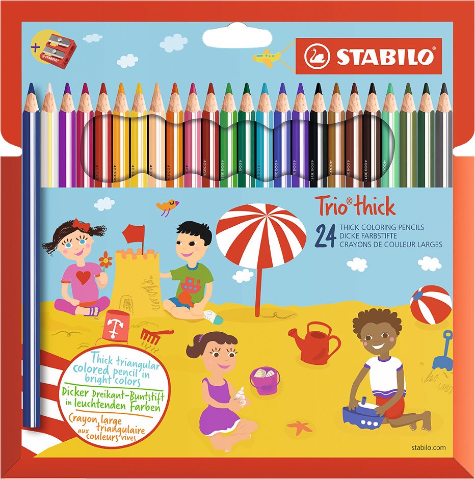 STABILO Buntstift Dreikant Trio dick, mit Spitzer 24 Farben