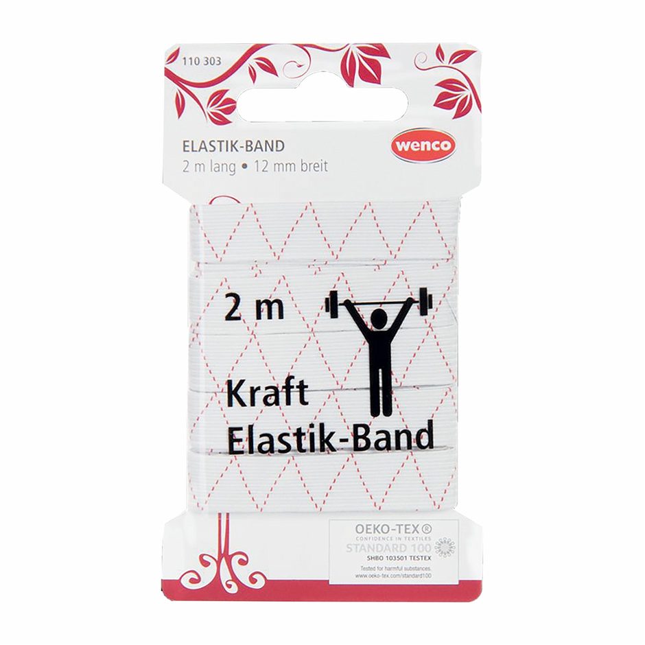 Wenco Gummilitze Zick Zack Weiß 12mm Breit 2m Lang