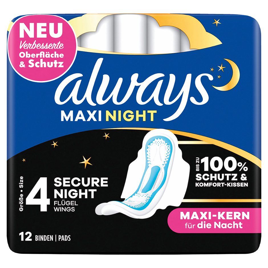 Always Maxi Binden Night mit Flügeln / Gr. 4 12 Stück