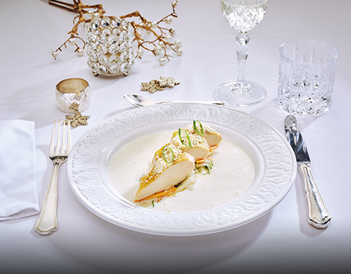Maispoularde mit Gemüse & Champagner