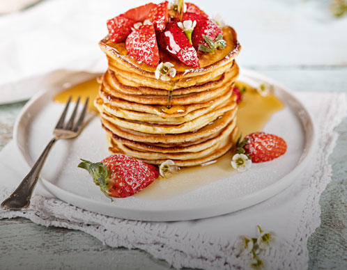 Pancakes mit Erdbeeren