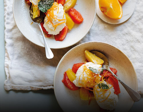 Topfennockerl mit Orangen
